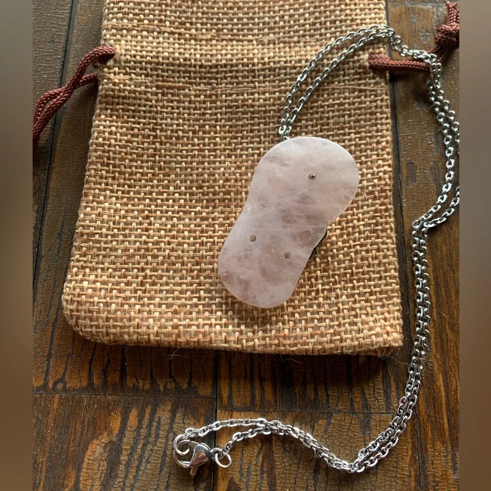 Rose Quartz Necklace Cute Rose Quartz Pendant Genuine Rose Quartz Pendant